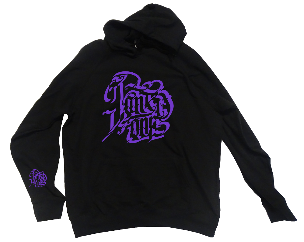 Bild von "Jank Violett Calligraphy" Hoody (schwarz)